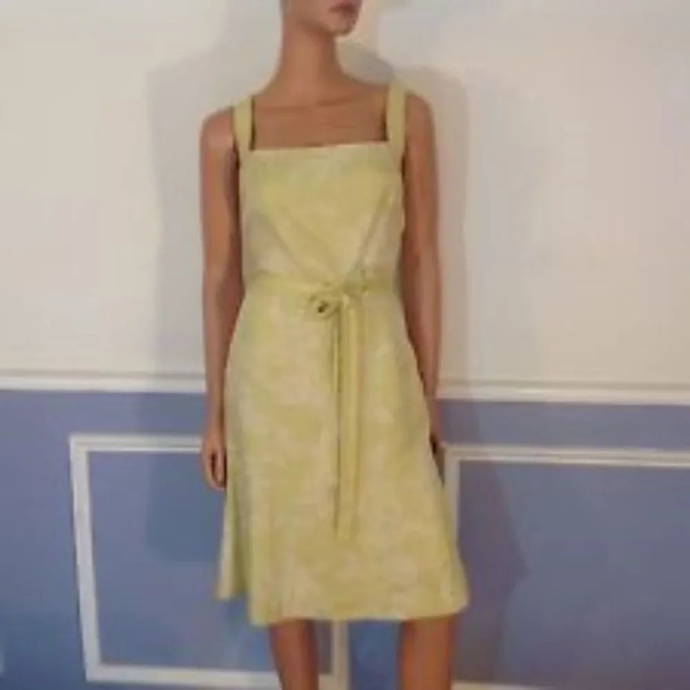 100% Silk Ann Taylor Celery Green Floral Dress